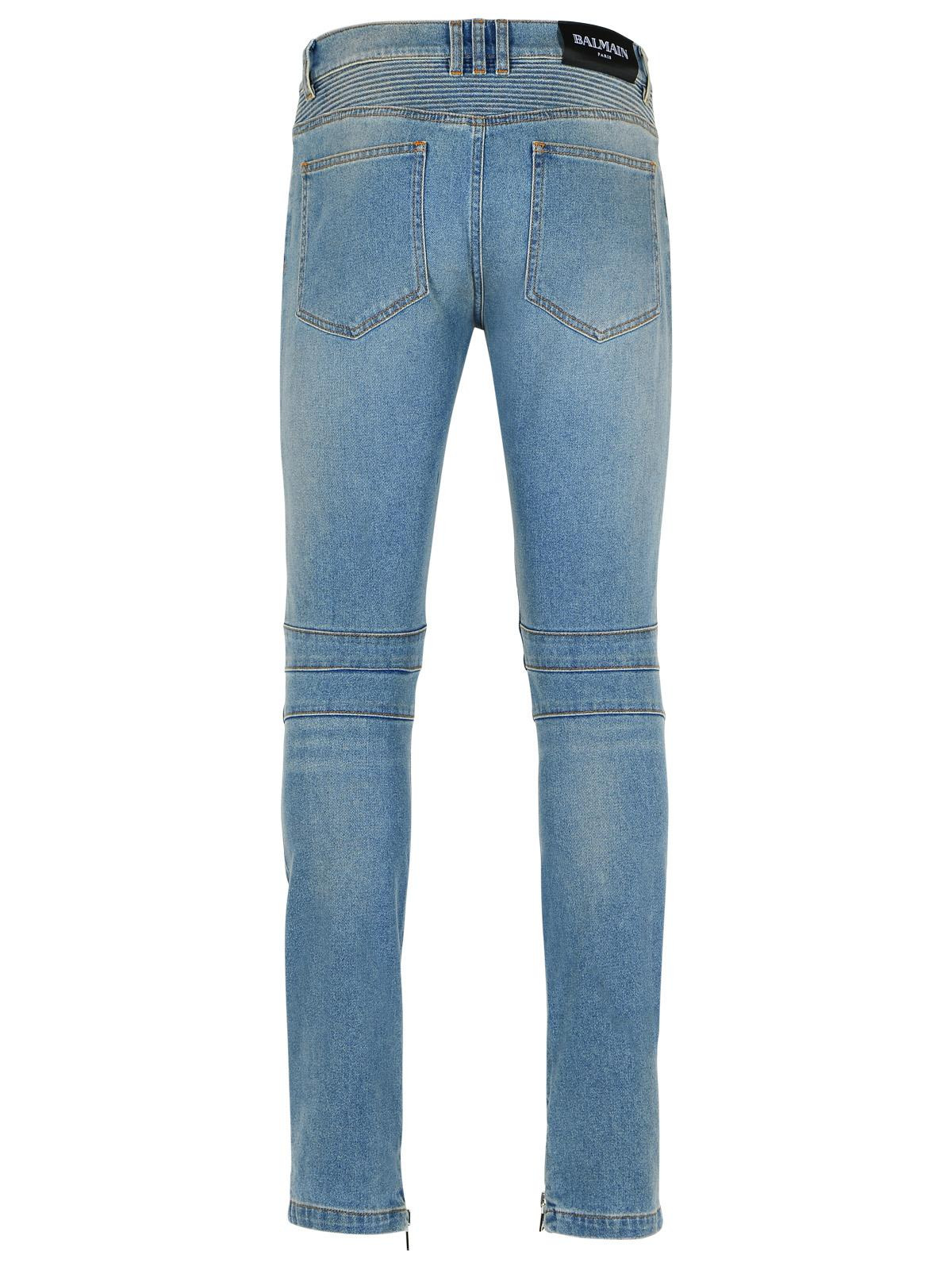 Balmain 'Biker' Blue Cotton Jeans Men - 3