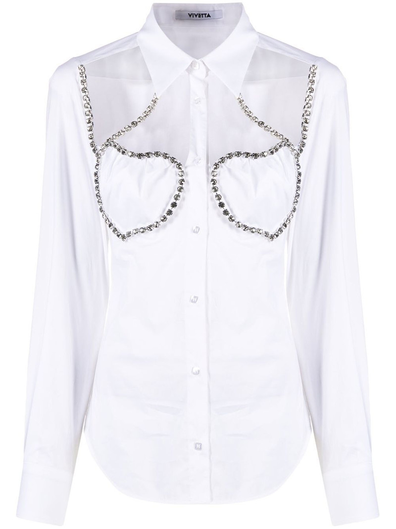 crystal-embellished panelled shirt 1