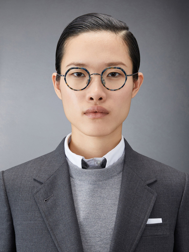 Thom Browne Acetate And Titanium Round Eyeglasses outlook