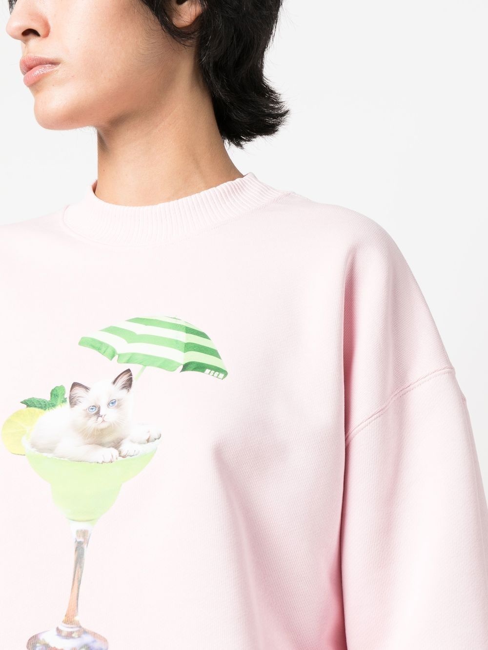 graphic print cropped sweatshirt - 5