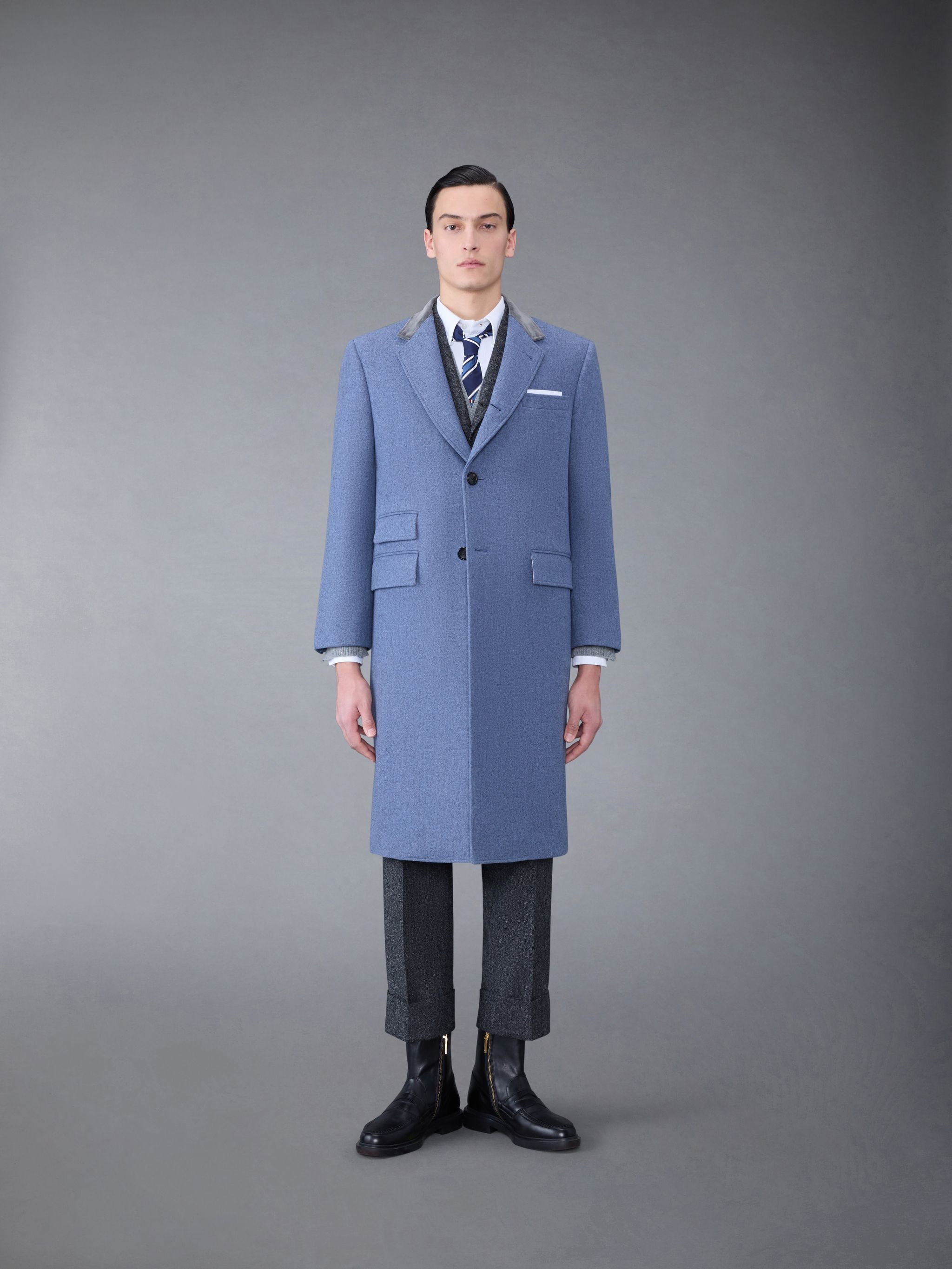 Double Face Melton Single Breasted Overcoat - 1