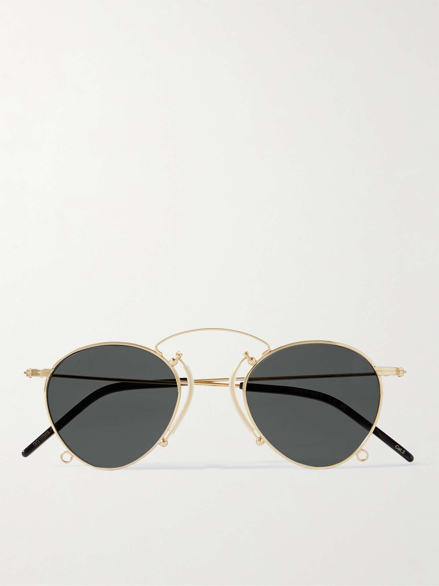 Round-Frame Gold-Tone Sunglasses with Chain - 1
