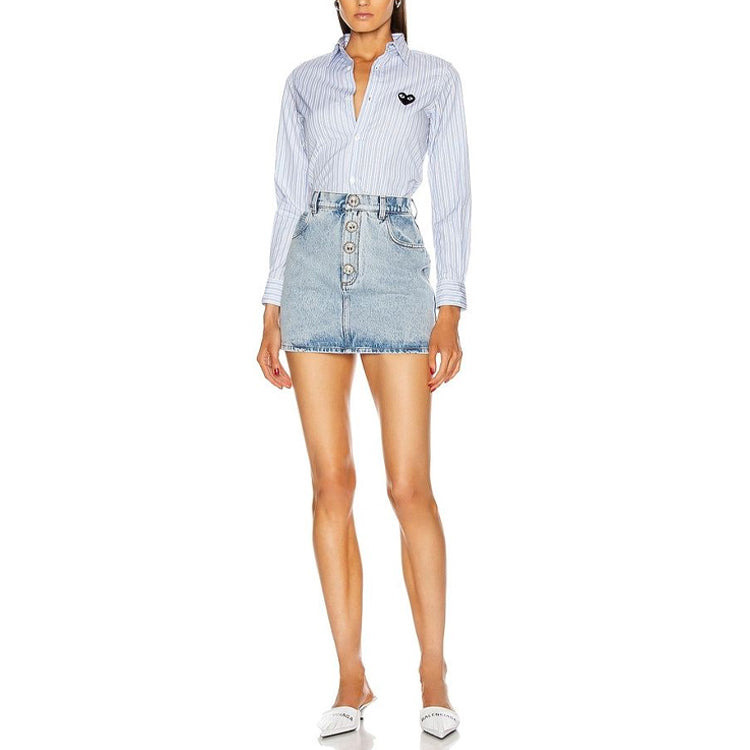 (WMNS) COMME des GARCONS PLAY Striped Shirt Black Emblem 'Blue' AZ-B009-051-1 - 4