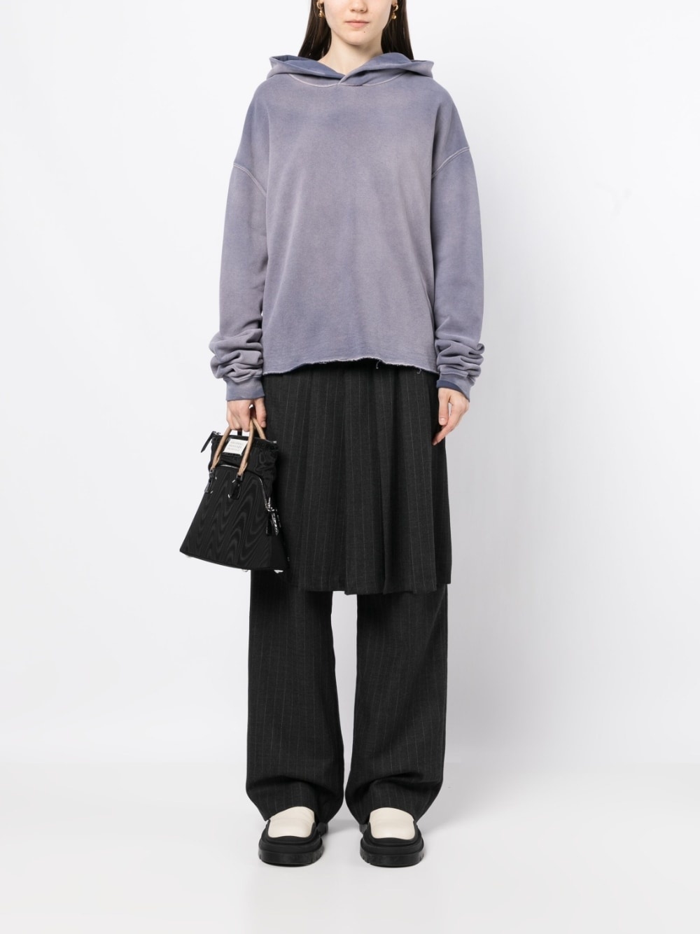 washed long-sleeved hoodie - 2