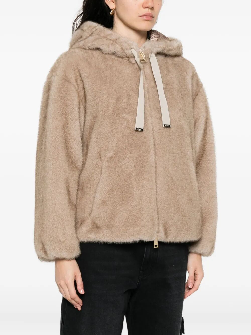 Herno Women "Bomber" Soft Faux Fux Jacket - 5