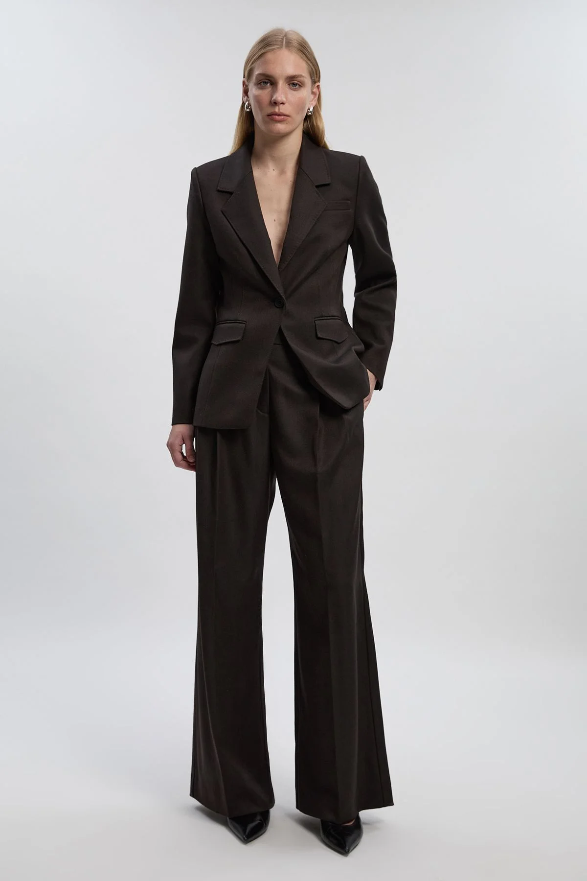 Tailored Marl Wide Leg Trouser - 1