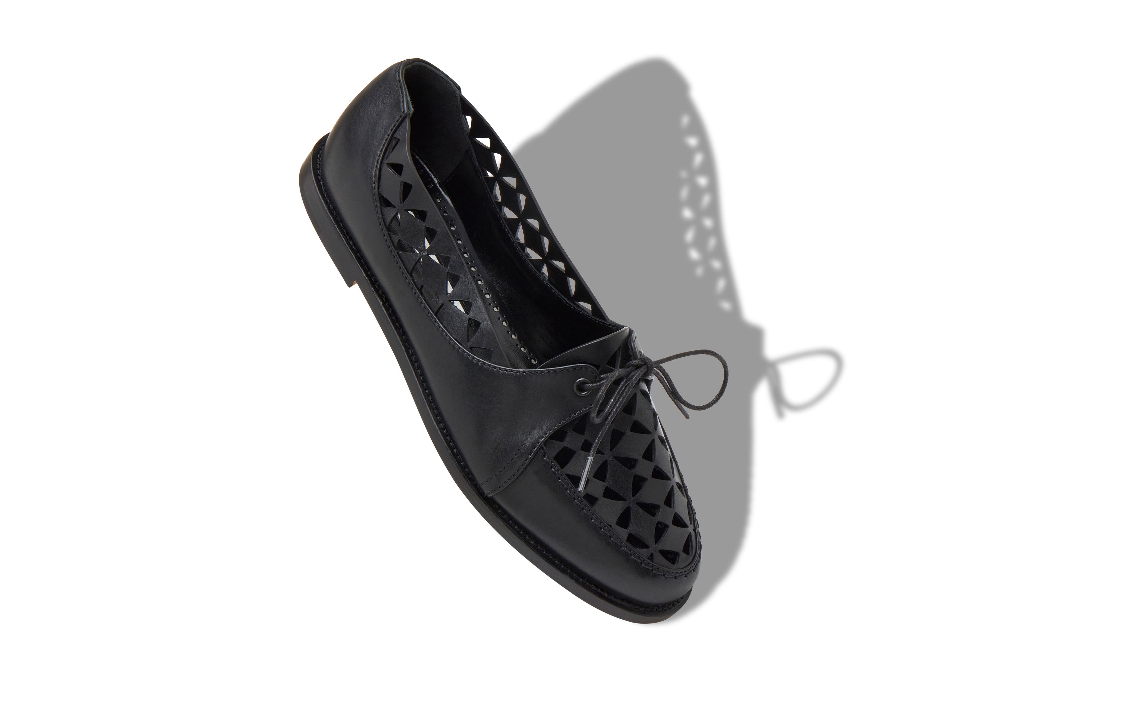 Black Calf Leather Cut Out Loafers - 2