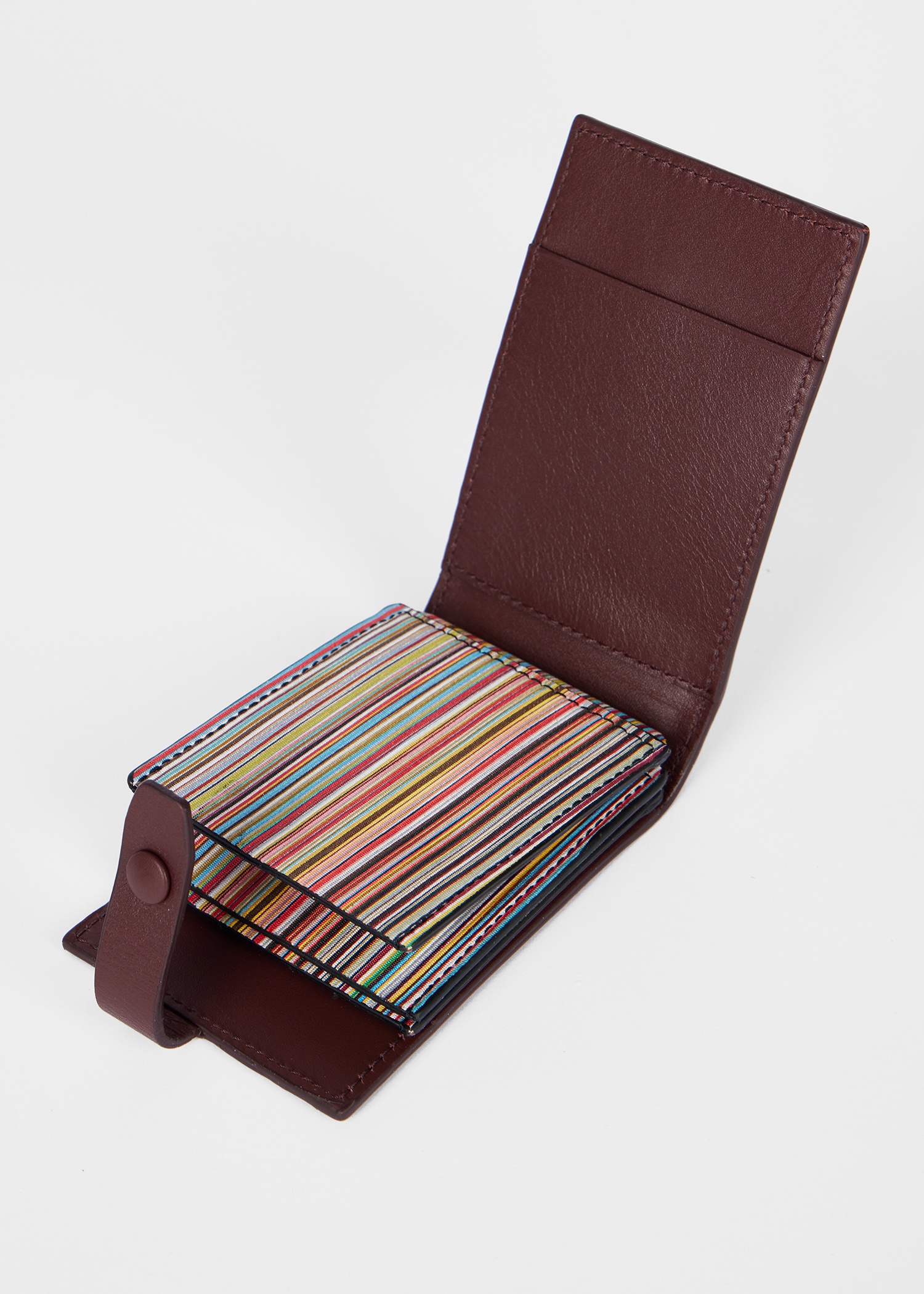 Burgundy 'Signature Stripe' Interior Credit Card Wallet - 3