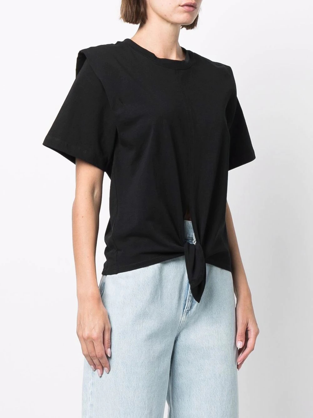 tie-fastening cotton T-shirt - 5