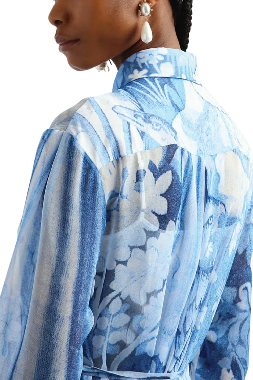 LONG SLEEVE PLEATED DETAIL GOWN - 4
