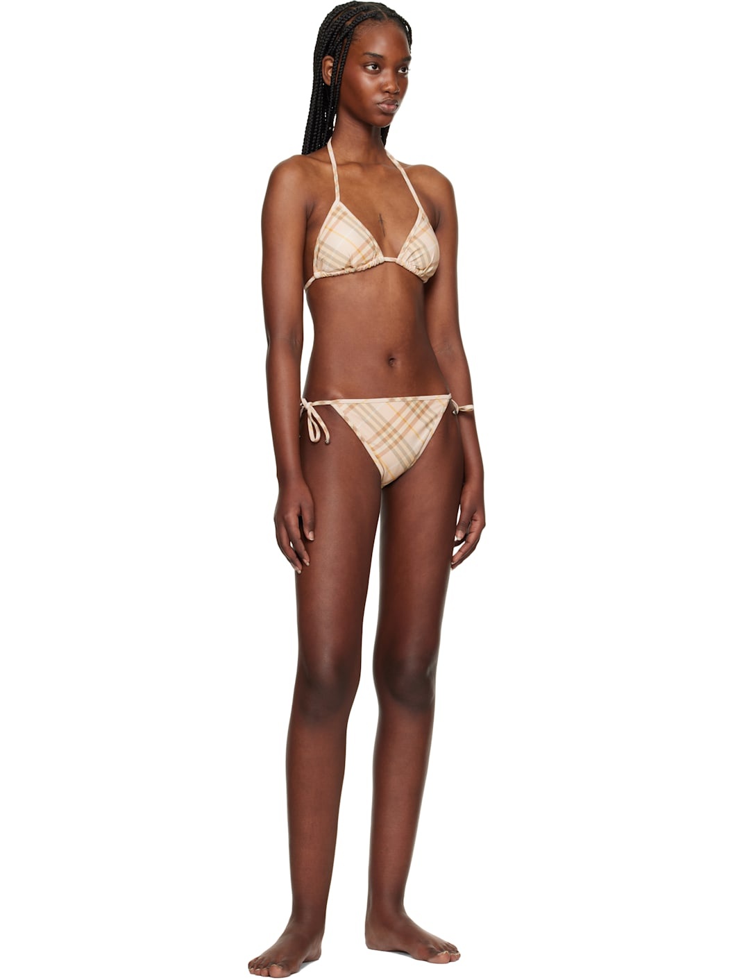 Beige Check Bikini Top - 4