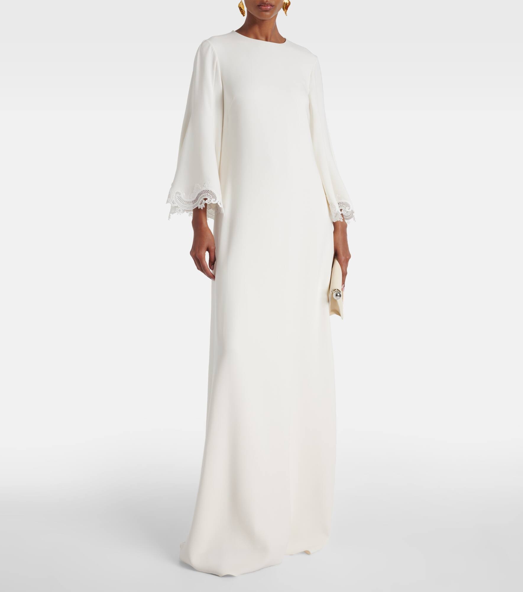 Lace-trimmed silk-blend georgette kaftan - 2
