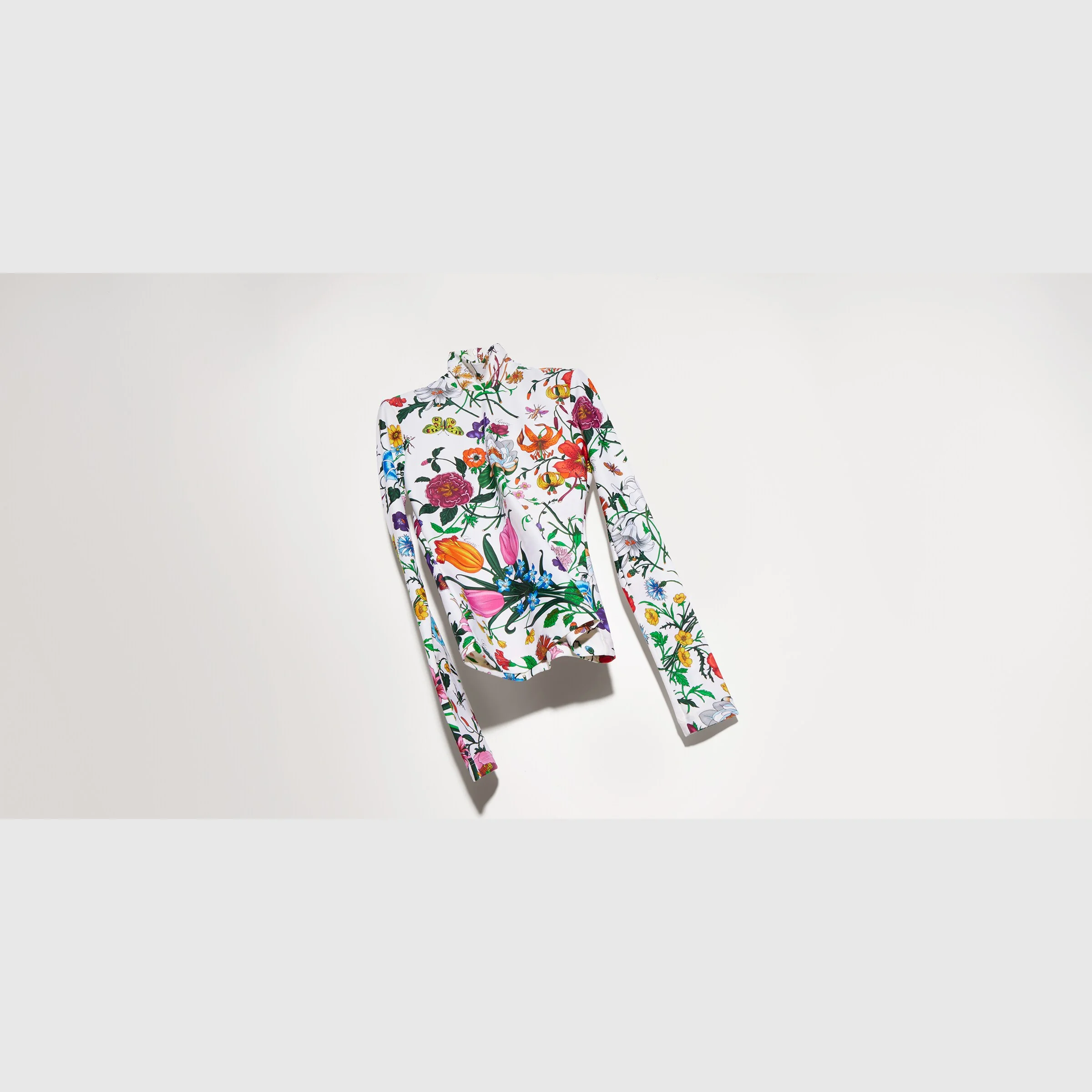 Printed nylon jersey turtleneck top - 1