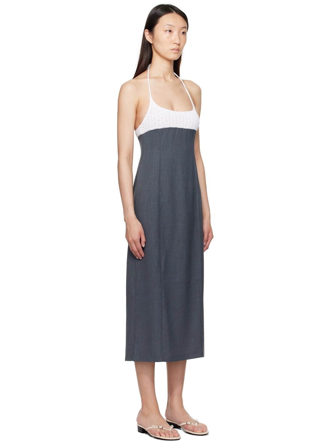 Gray & White Jody Midi Dress - 2