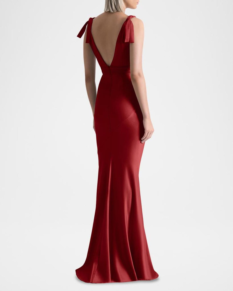 Beloved Deep V-Neck Stretch Satin Gown 3