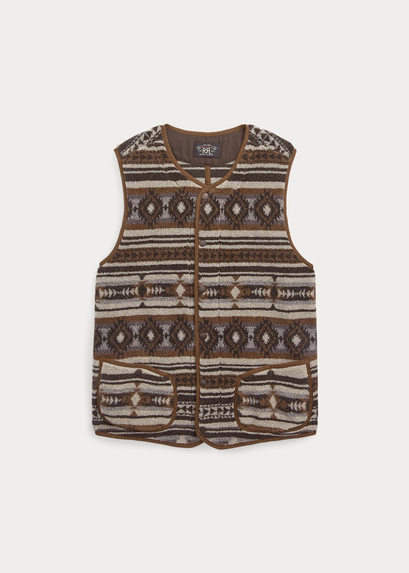 Jacquard Pile Fleece Vest - 1