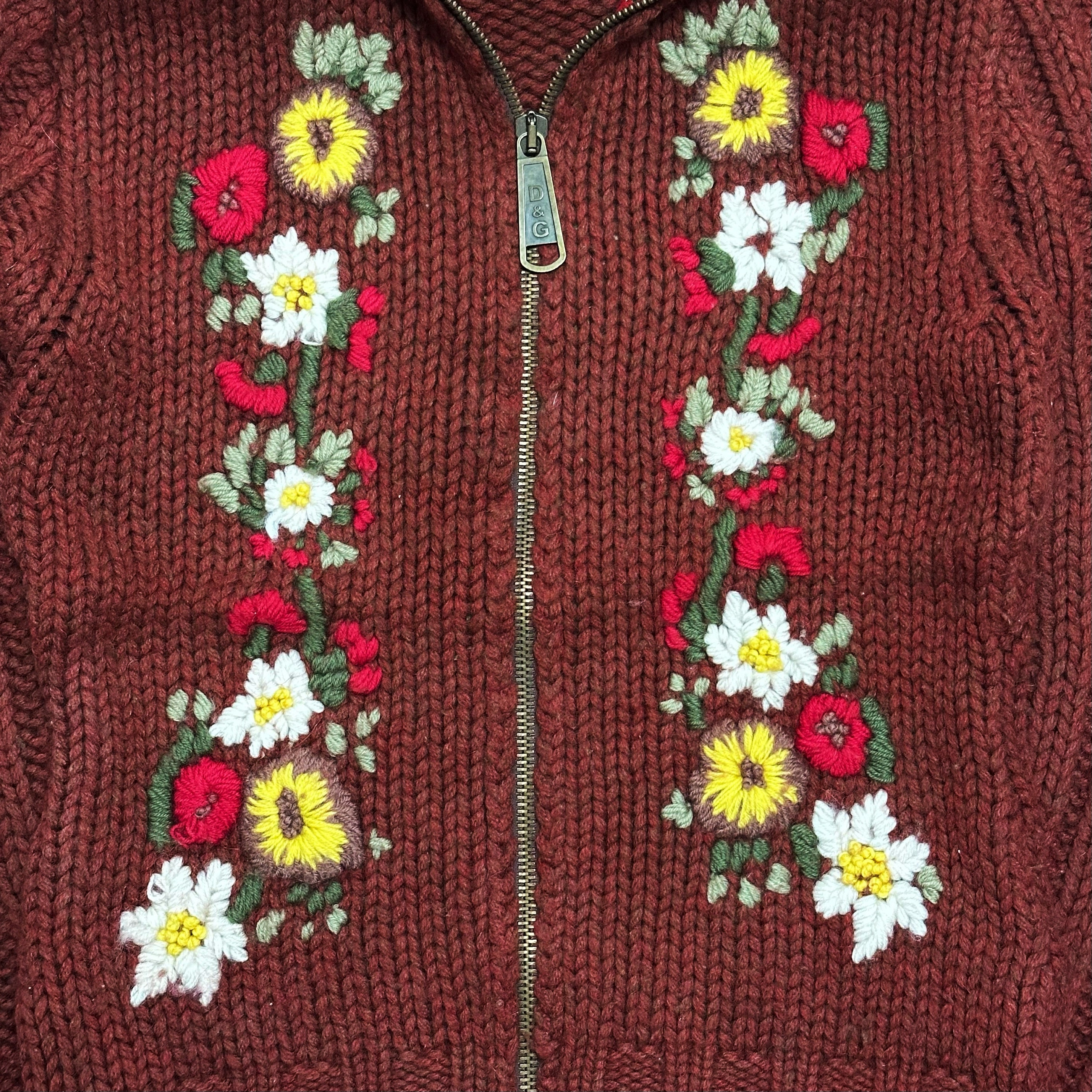 D&G - D&G Fall Winter 2002 Embroidered Floral Knit Cardigan - 4