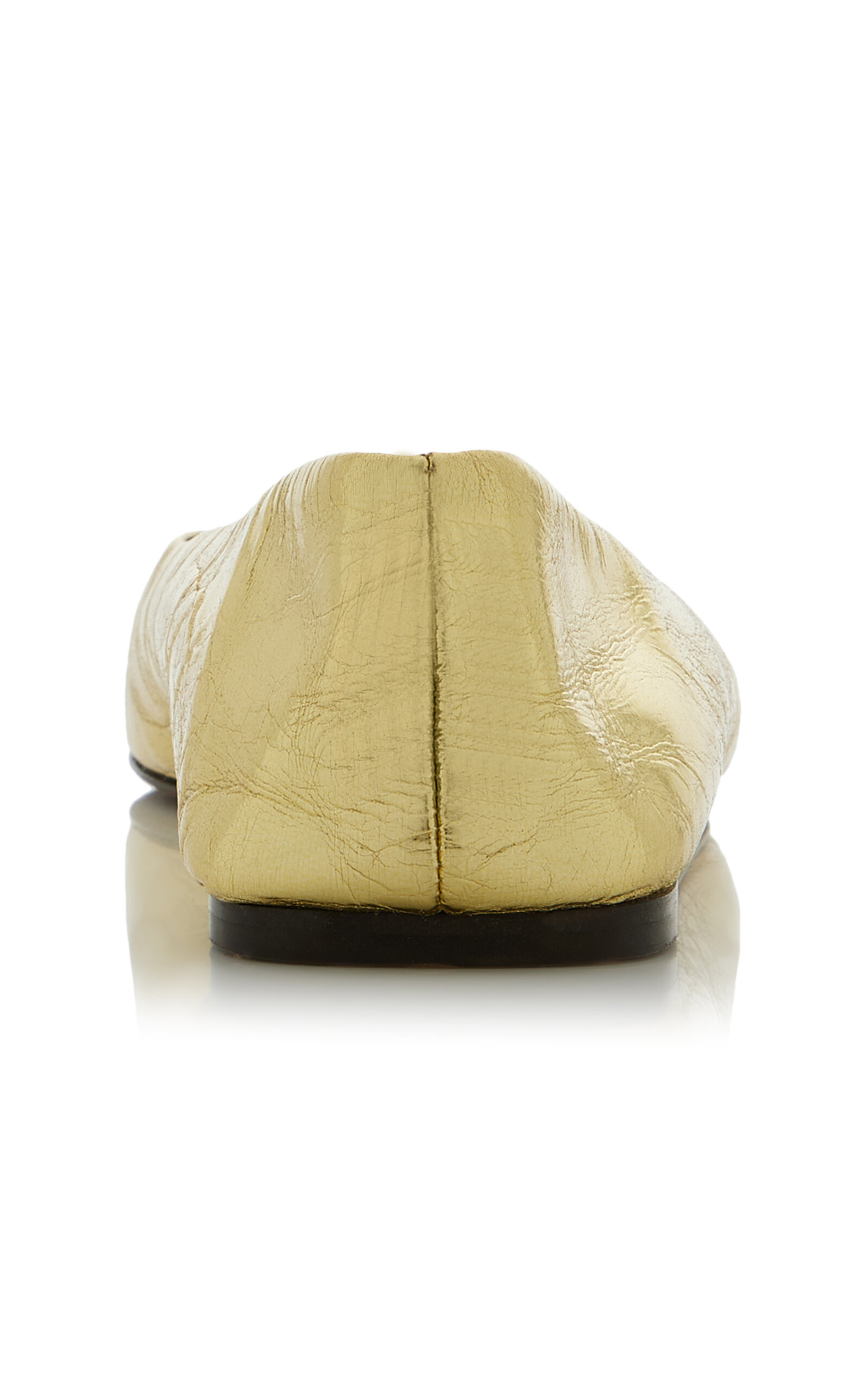 Square Metallic Leather Ballet Flats gold - 5