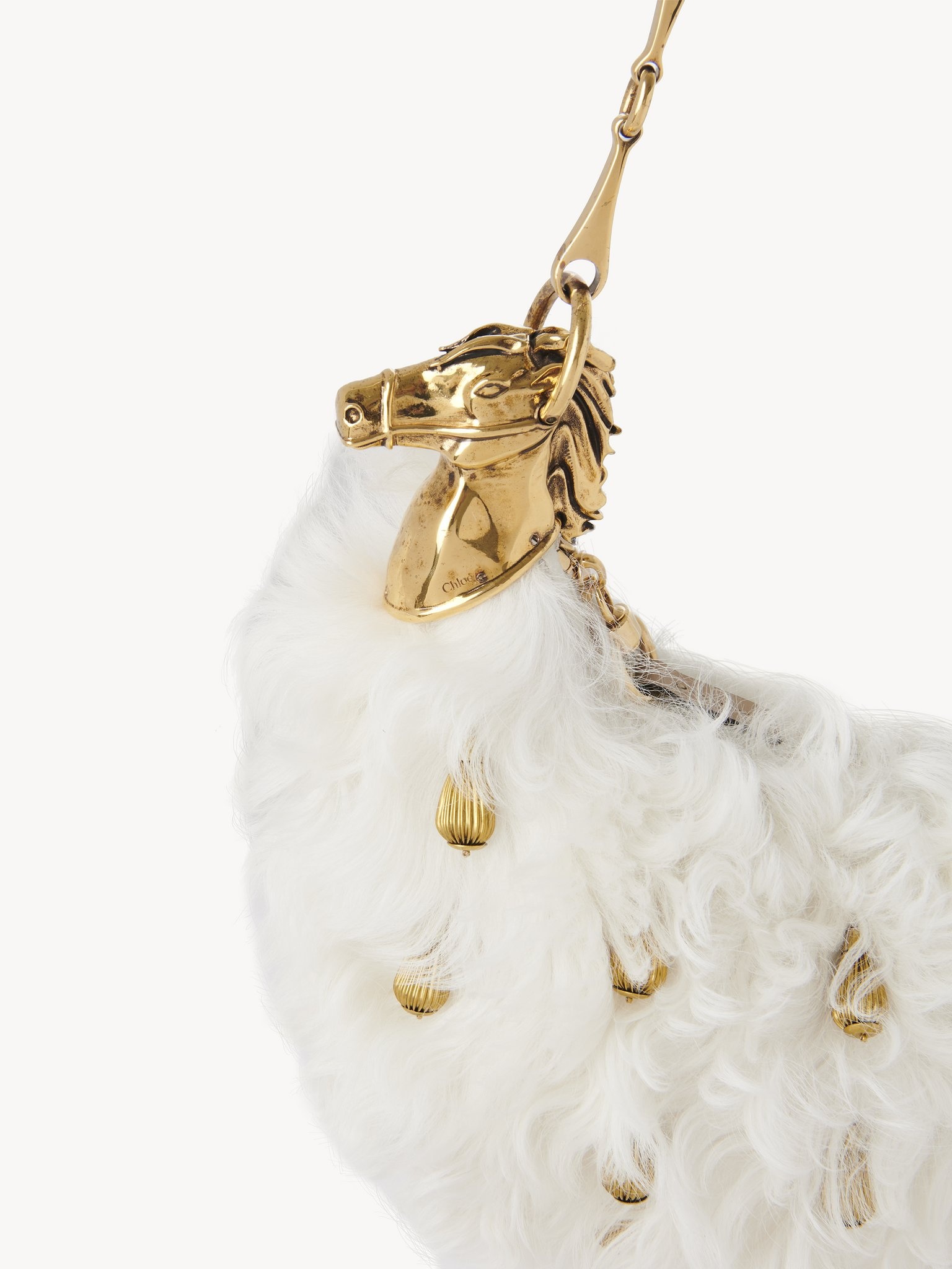 CHAIN HORSE SHOULDER BAG IN SHEARLING - 7