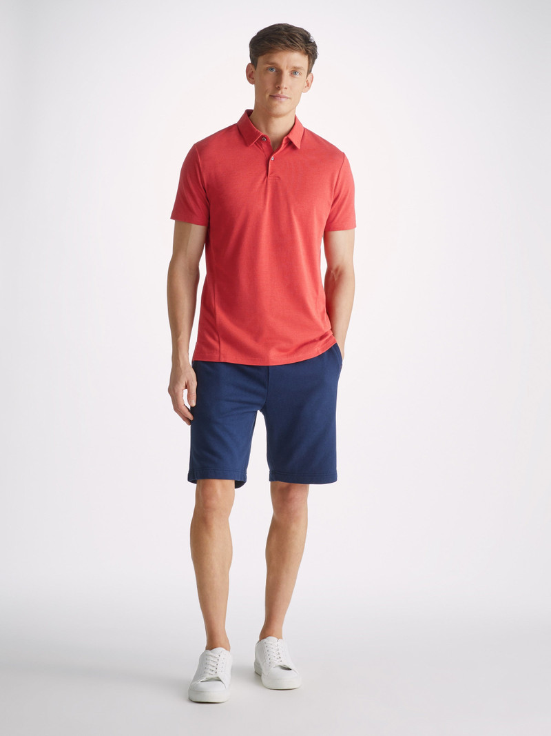 Derek Rose Men's Polo Shirt Ramsay Pique Cotton Tencel Red outlook