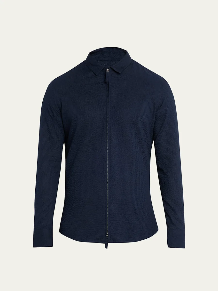 Men's Cotton Seersucker Full-Zip Shirt Jacket - 1