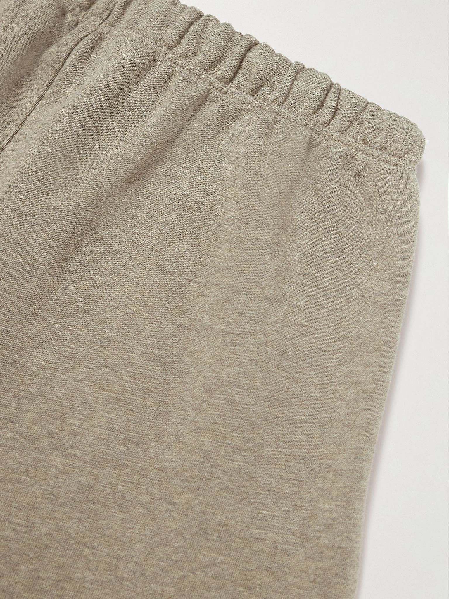 Wide-Leg Logo-Appliquéd Cotton-Blend Jersey Drawstring Shorts Taupe - 5