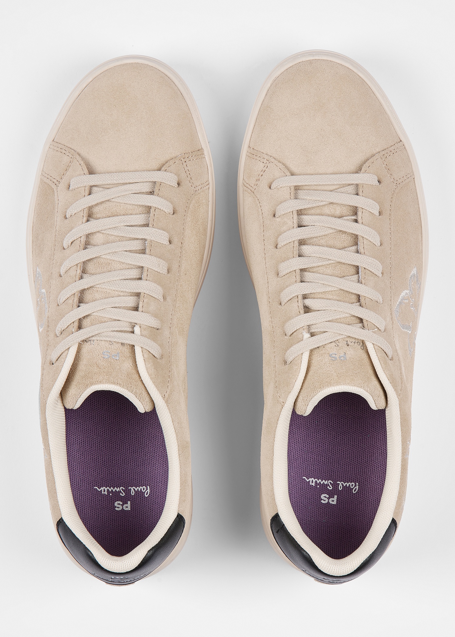 Ecru Suede 'Rex' Embroidery Trainers - 5