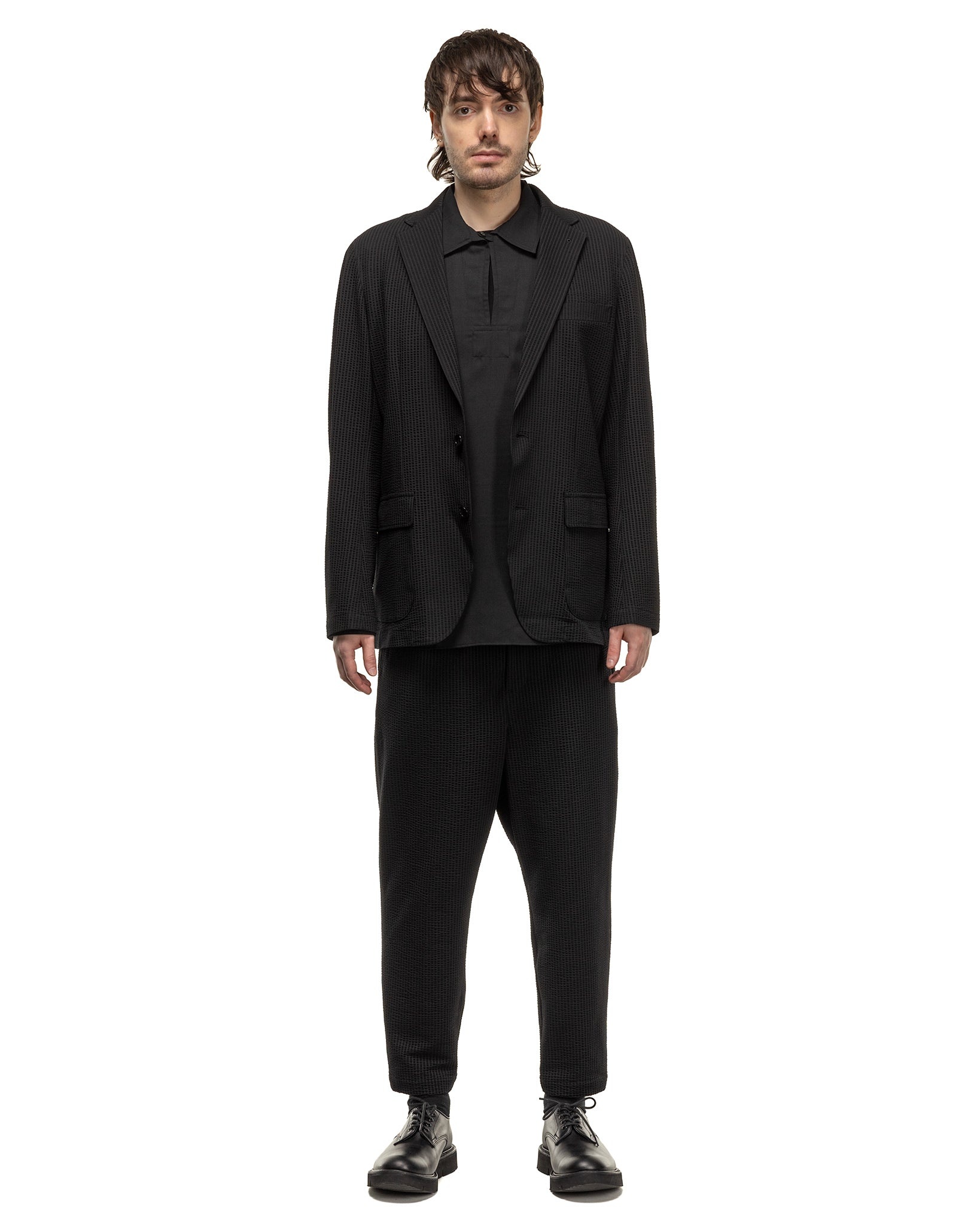 SOPHNET. High Gauge Wave Stripe Cropped Tapered Easy Pants Black ...