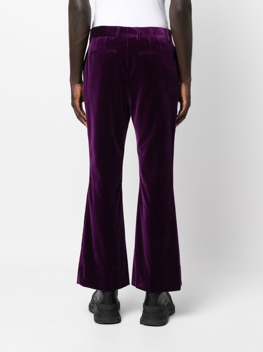 tailored kick-flare velvet trousers - 4