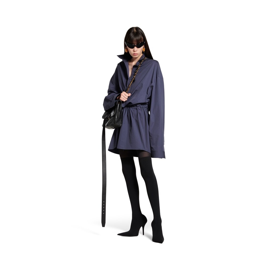 Women's Shirt Mini Dress in Faded Blue - 2