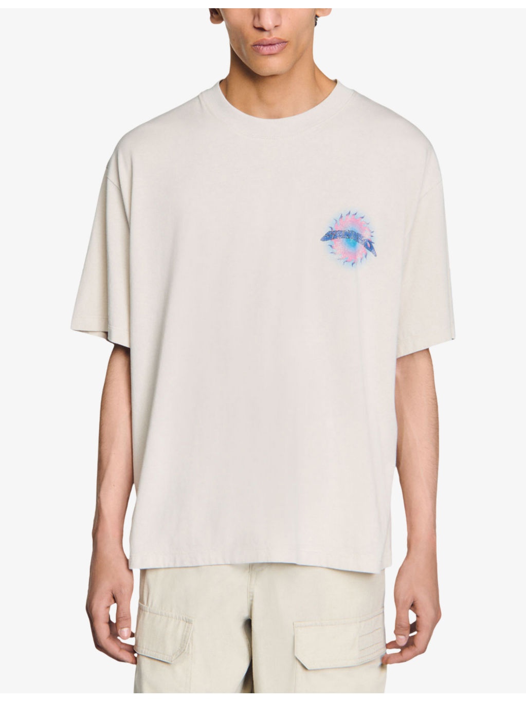 Sun Motif Printed Cotton T-Shirt - 3
