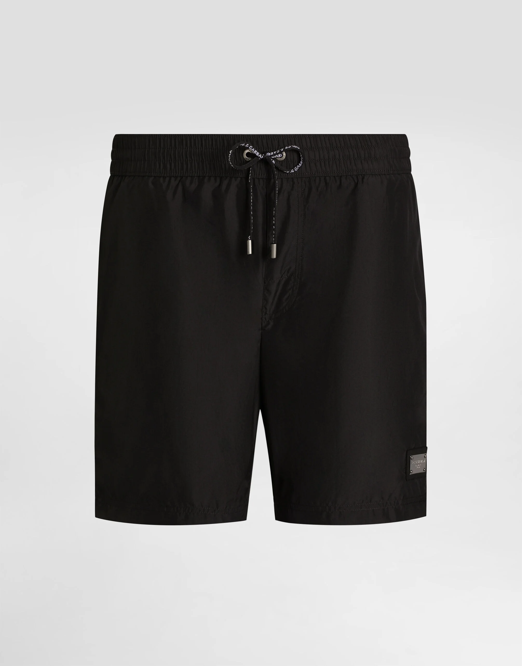 Mid-length swim trunks with logo tag - 1
