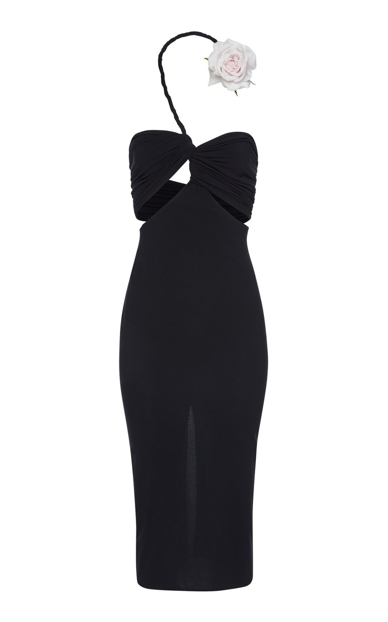 Asymmetrical Cutout Midi Dress black - 1