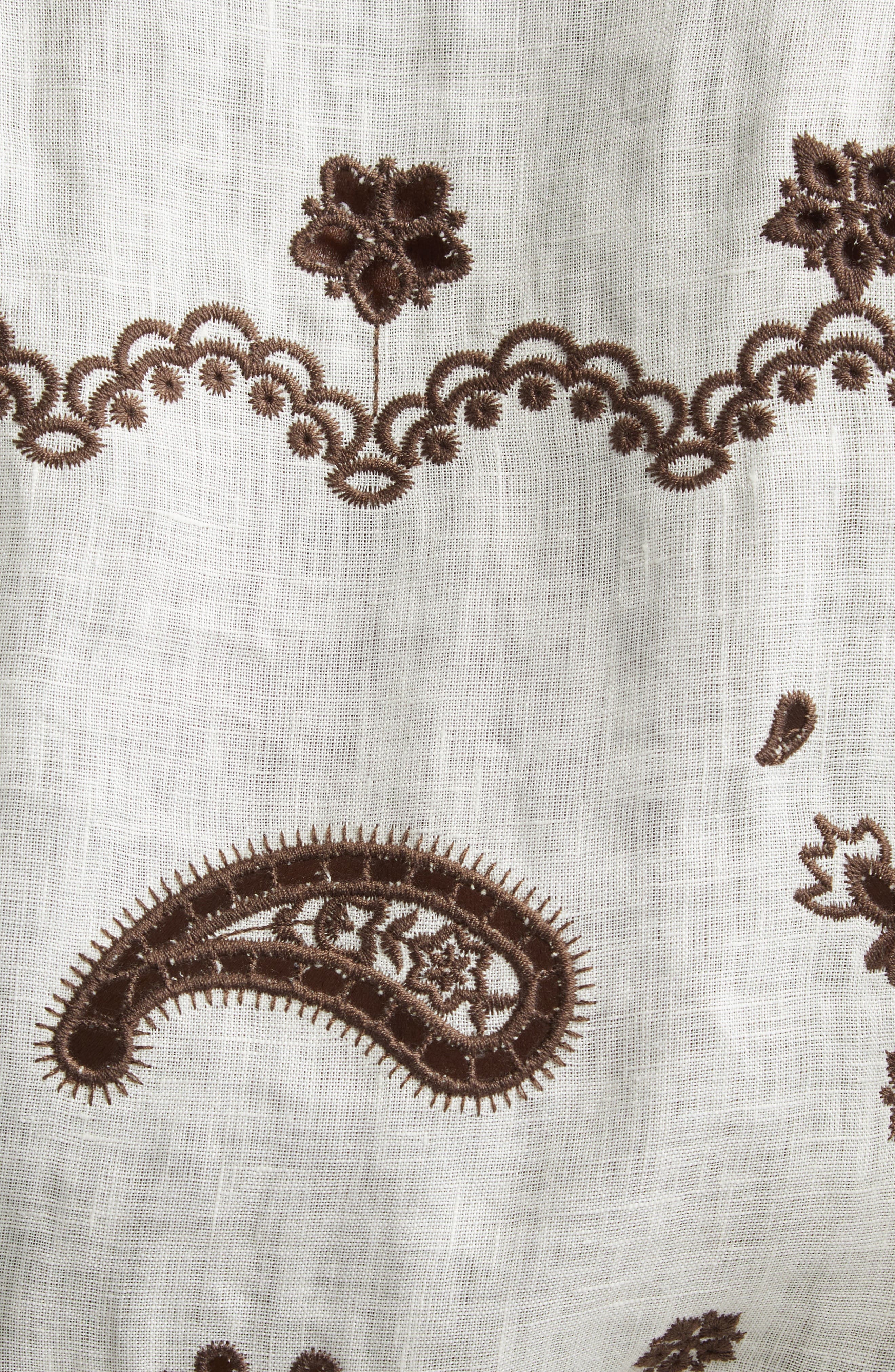 Zimmermann Ascension Embroidered Linen Shirt in Ivory/Chocolate at Nordstrom - 7