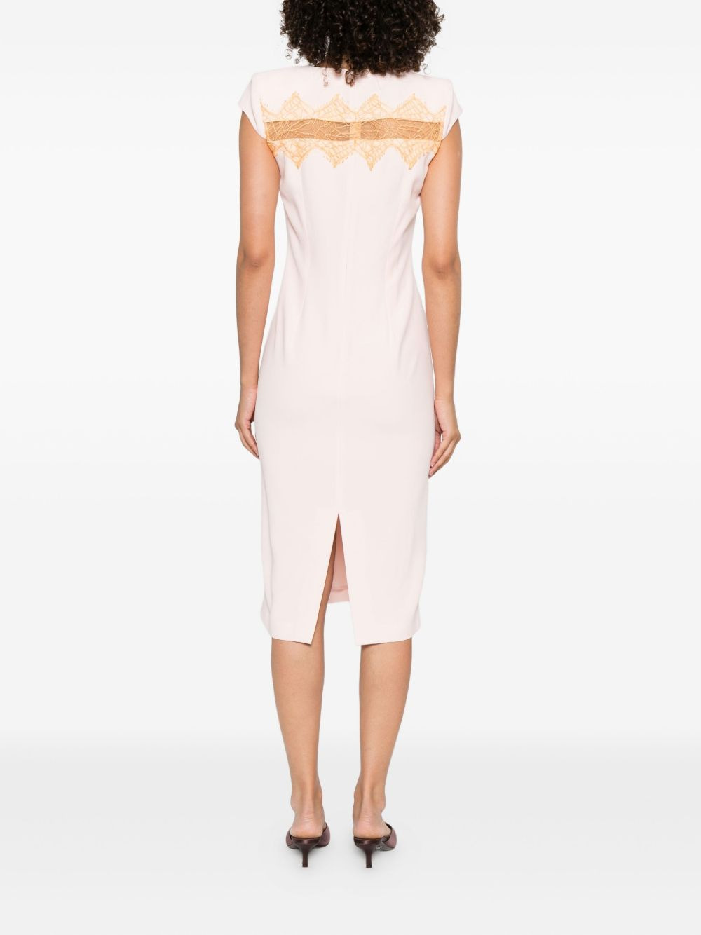 lace-insert midi dress - 4