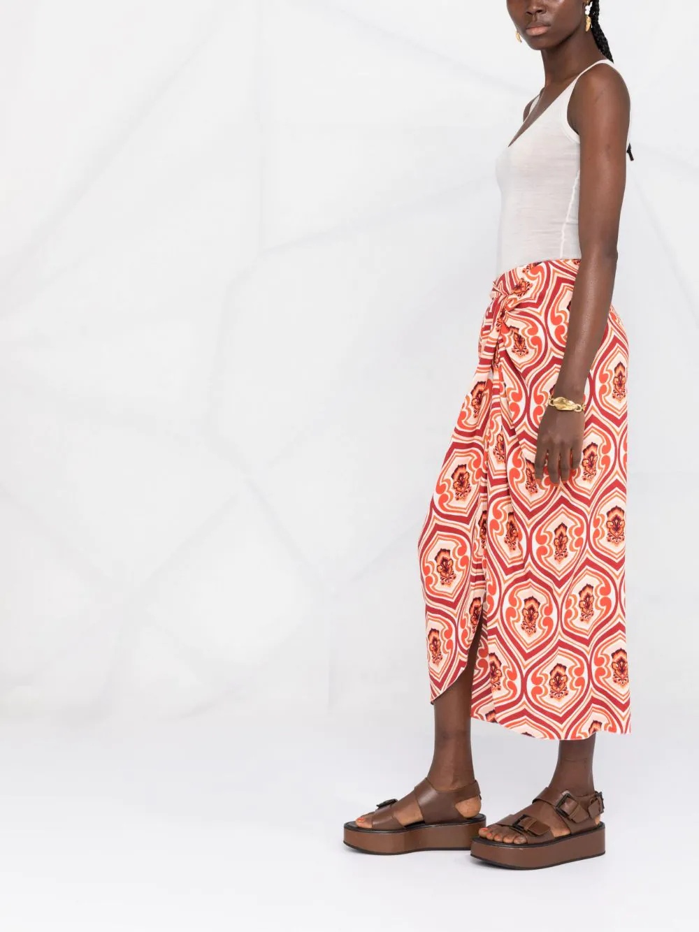graphic-print sarong skirt - 6