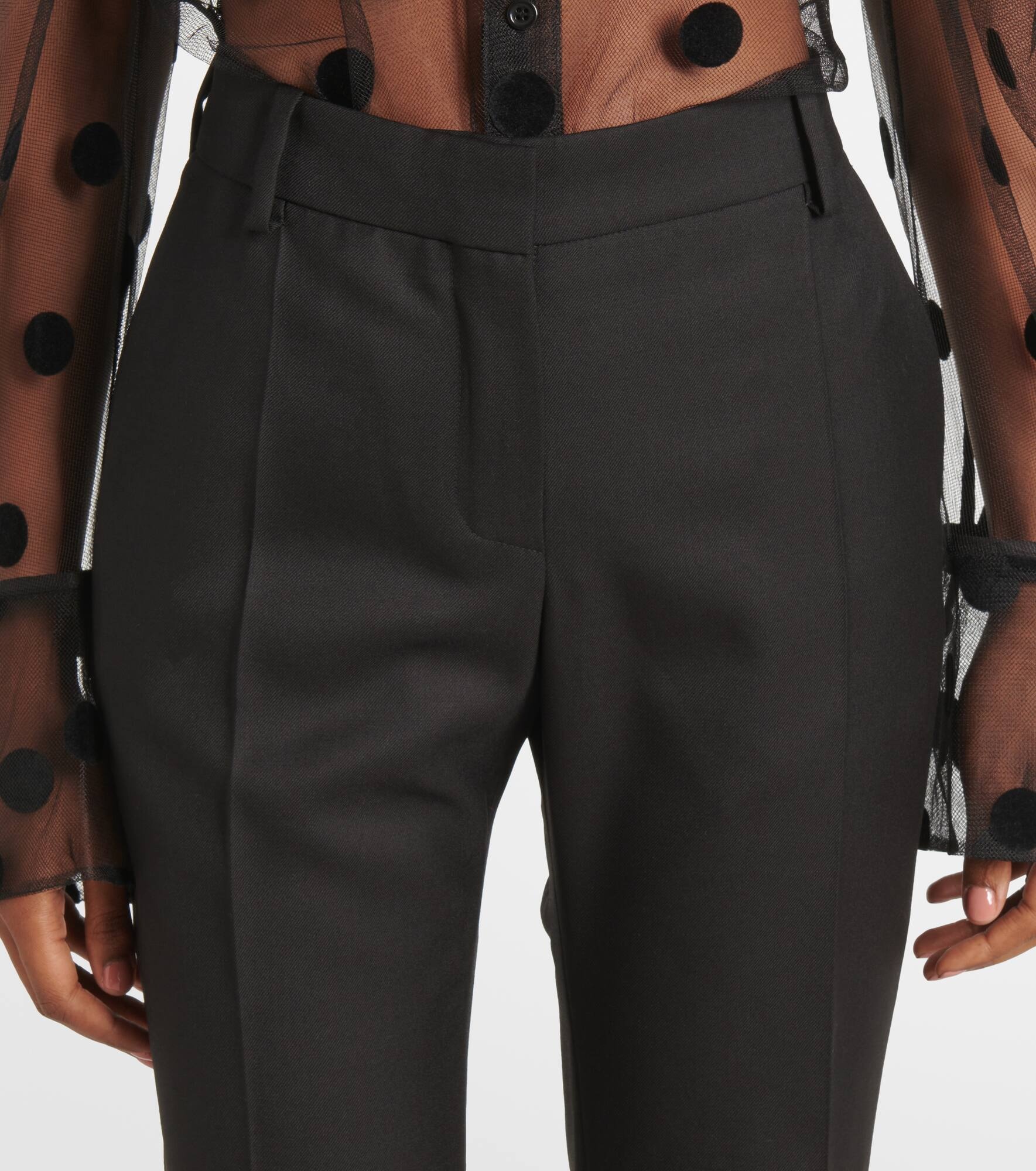 Wool gabardine flared pants - 4
