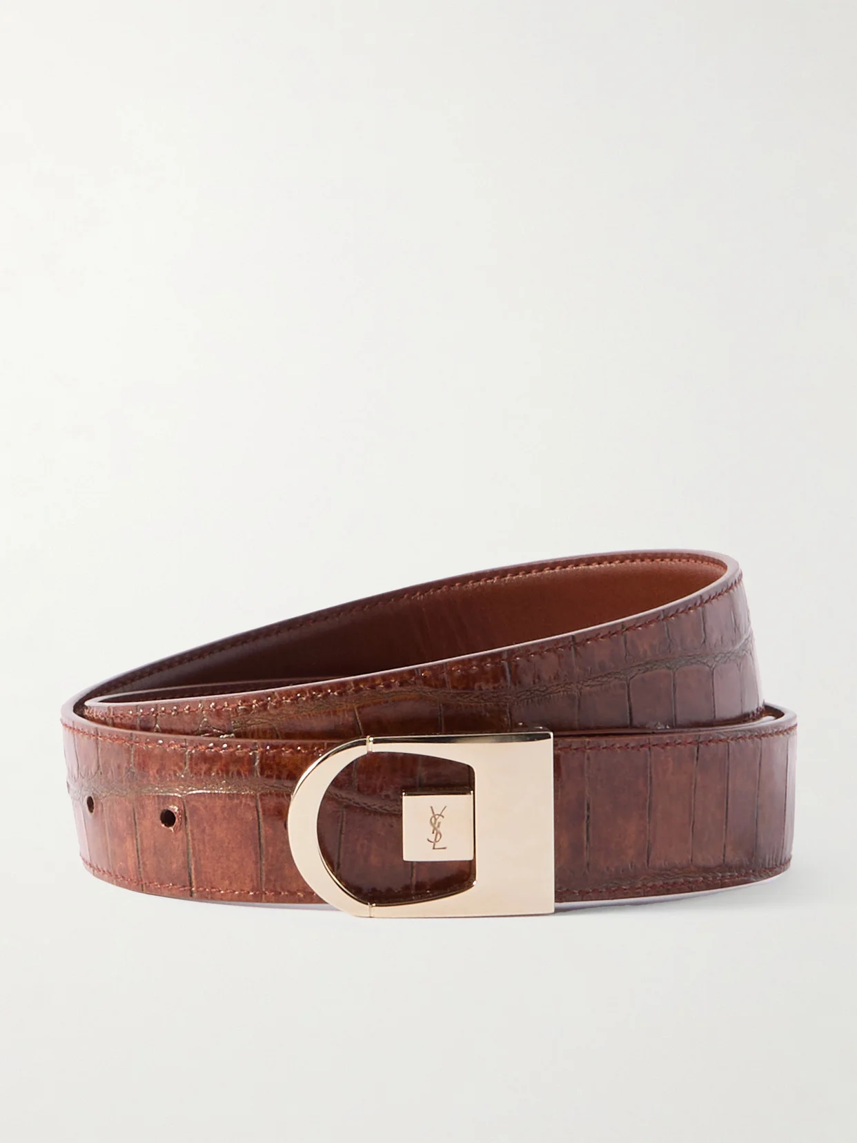 Croc-effect Leather Belt - 1