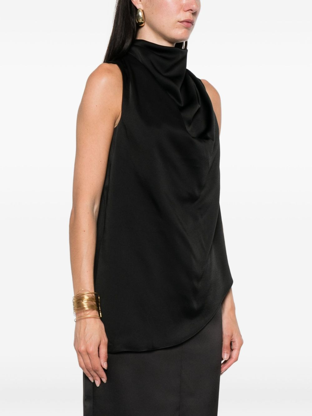 cowl-neck sleeveless blouse - 3