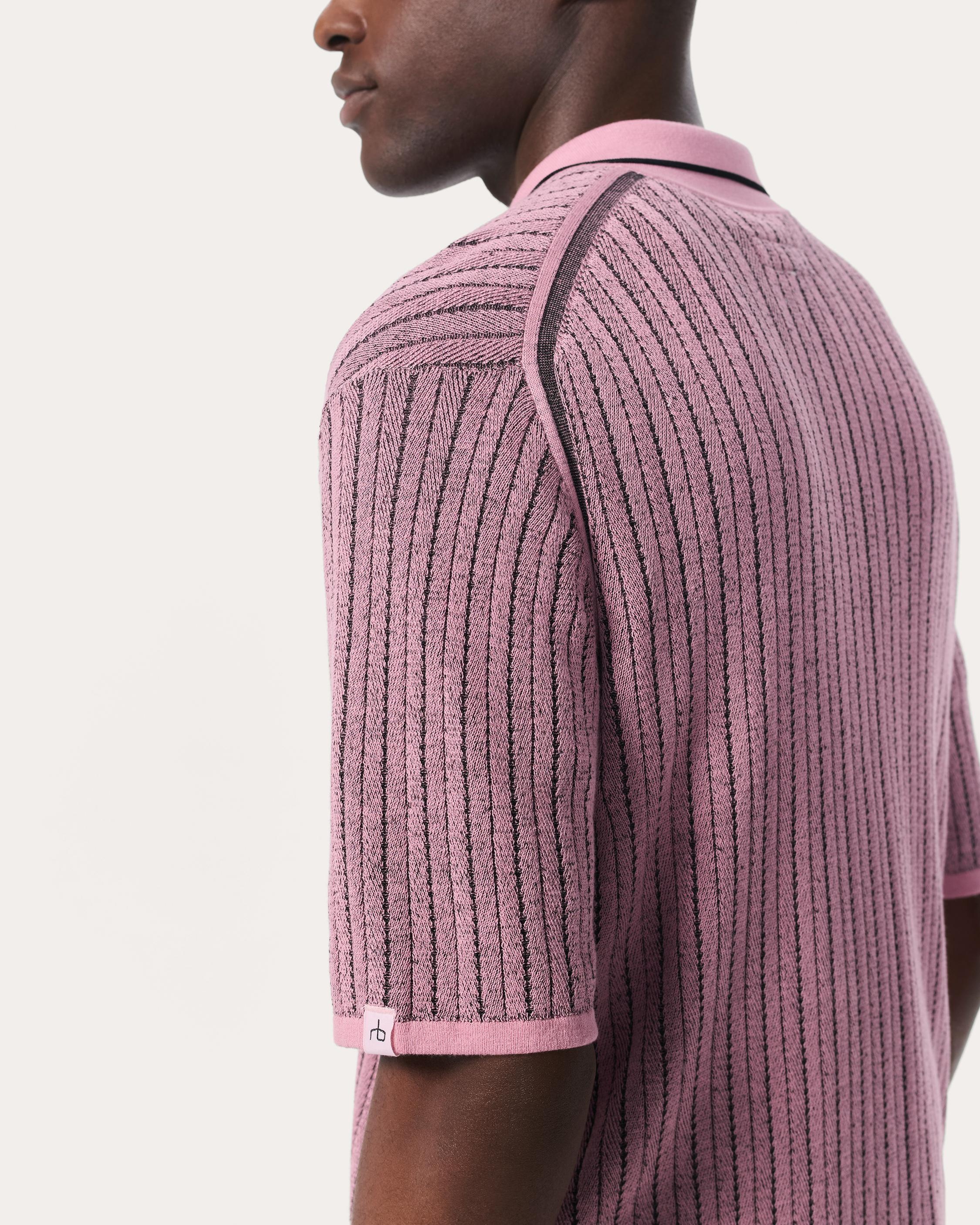 Harvey Striped Knit Polo Shirt - 5