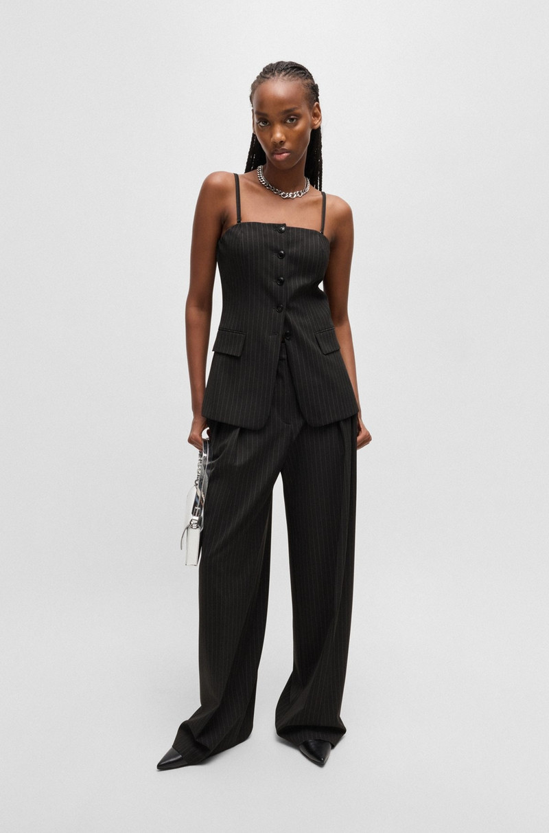 HUGO REGULAR-FIT TROUSERS IN PINSTRIPE STRETCH FABRIC outlook
