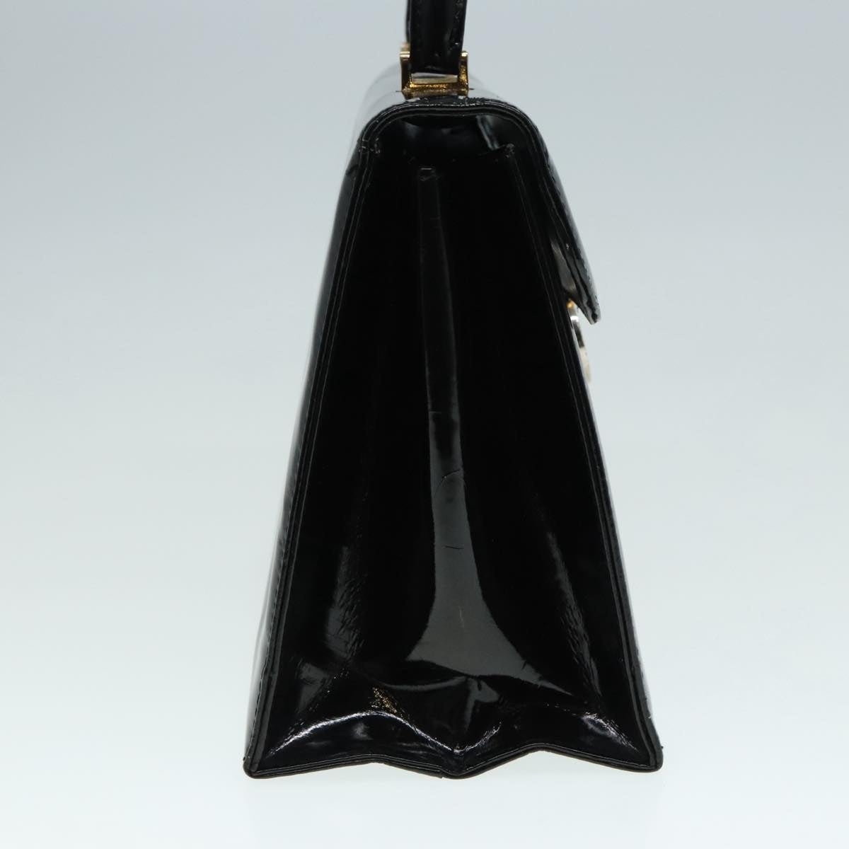 GUCCI Hand Bag Enamel Black Gold - 4