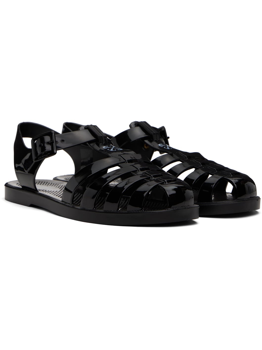 Black Arrow PVC Flat Sandals - 4