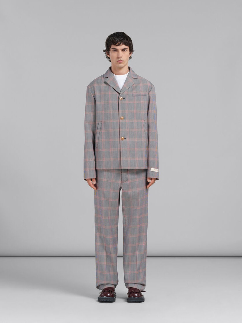 Marni ORANGE CHECKED TECH WOOL BLAZER outlook