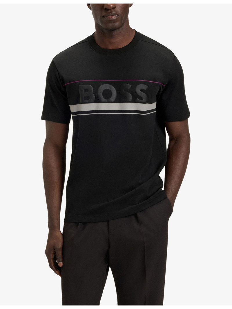 BOSS Brand-Print Short-Sleeve Cotton T-Shirt outlook