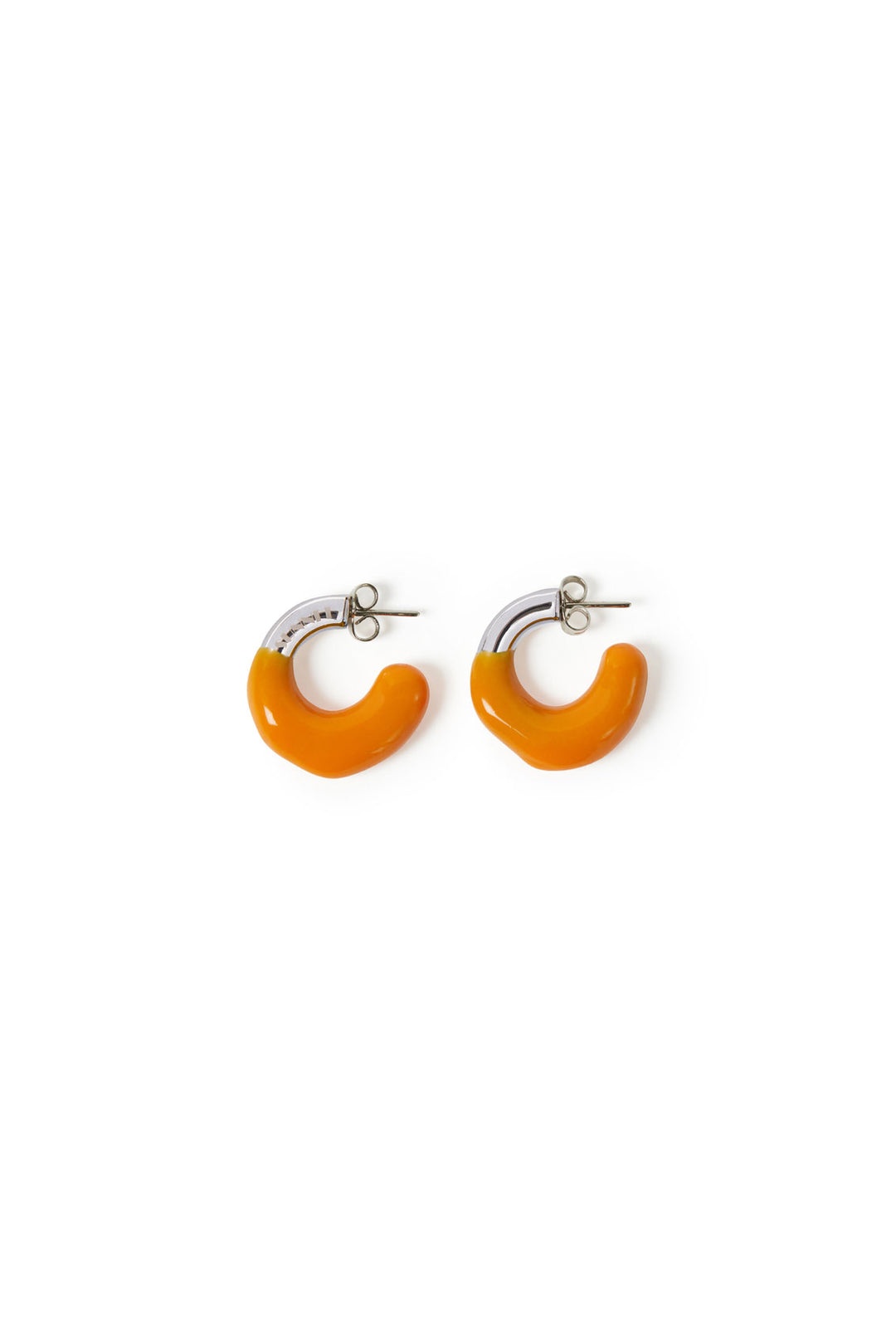 SUNNEI MINI RUBBERIZED EARRINGS SILVER / orange | REVERSIBLE