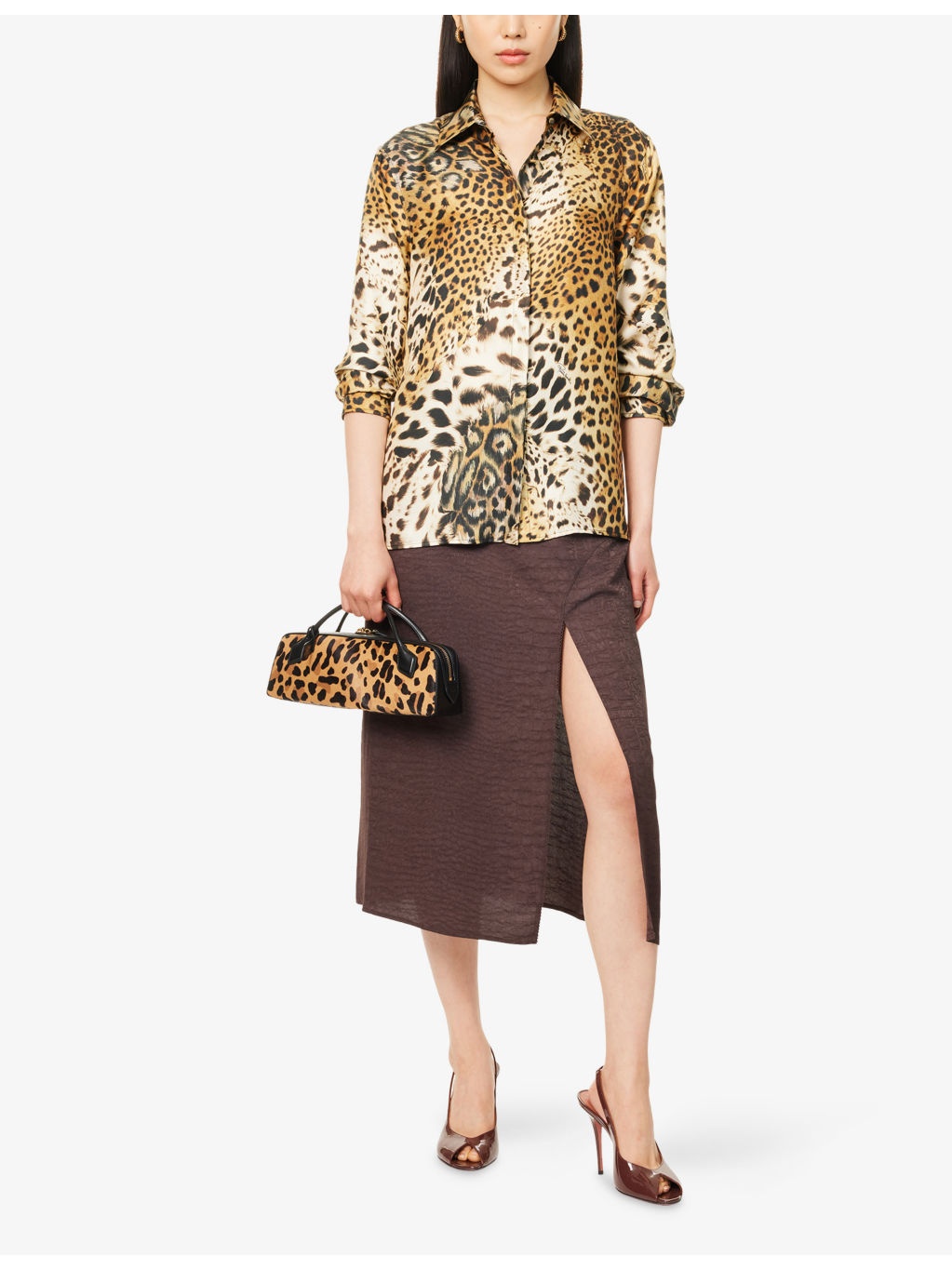 Animal-Print Long-Sleeves Silk Shirt - 2
