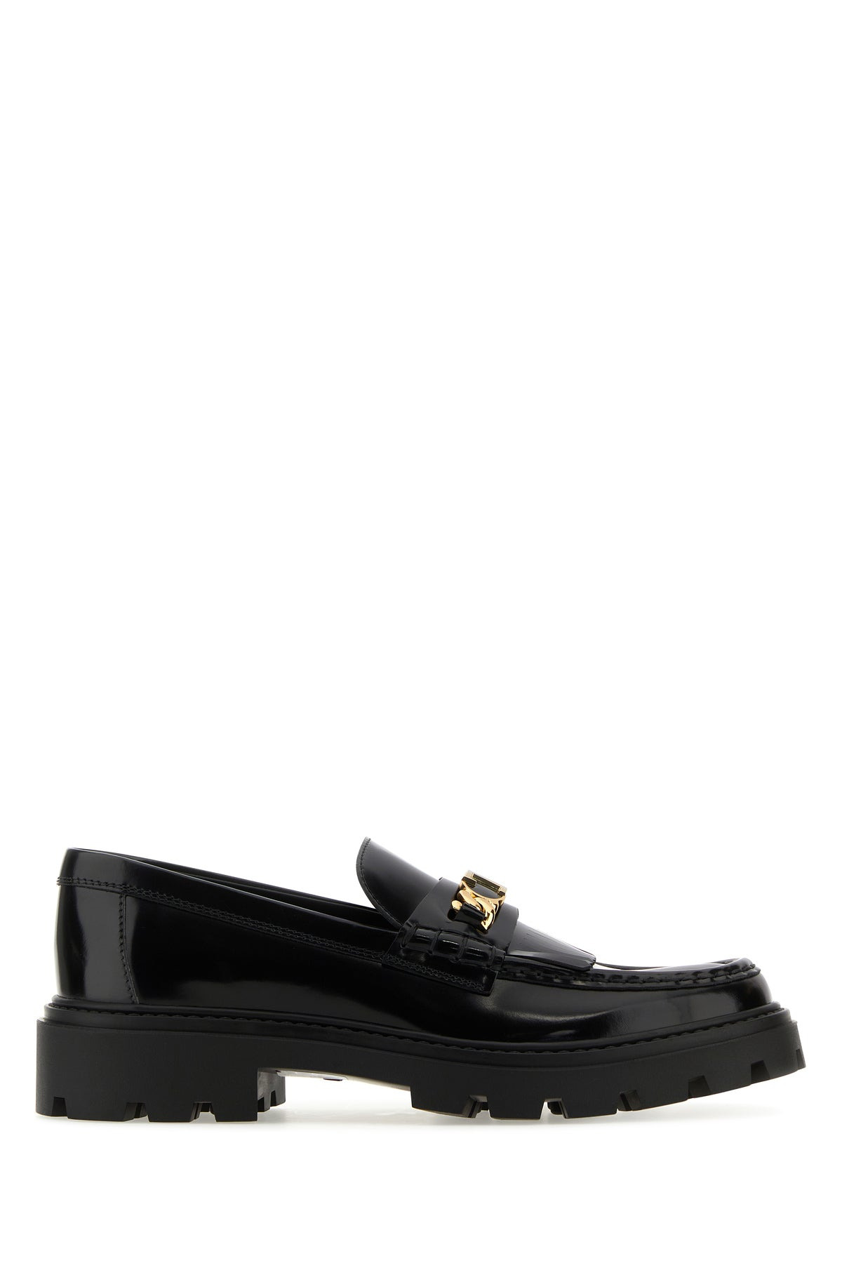 Black leather loafers - 1
