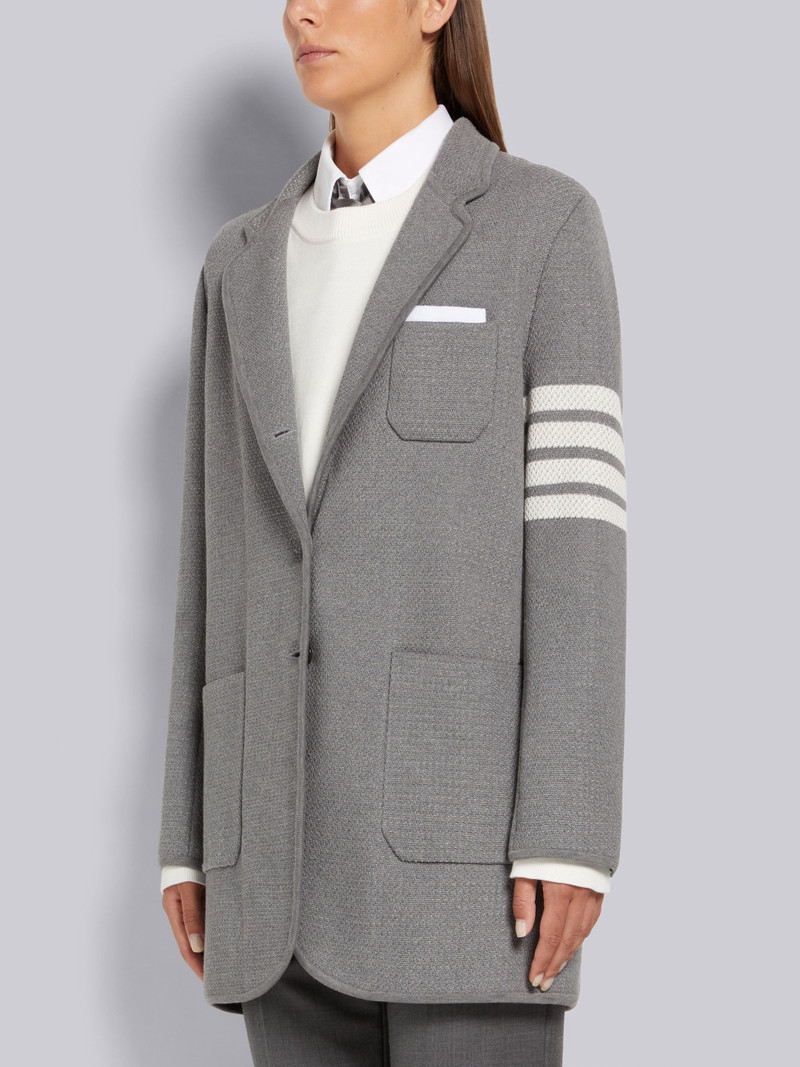 Thom Browne Light Grey Textured Jacquard 4-Bar Narrow Shoulder Sack Jacket outlook