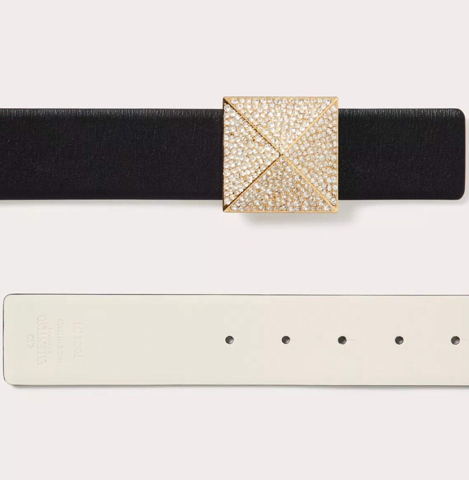 Valentino Garavani One Stud Reversible Shiny Calfskin Belt 40mm - 3